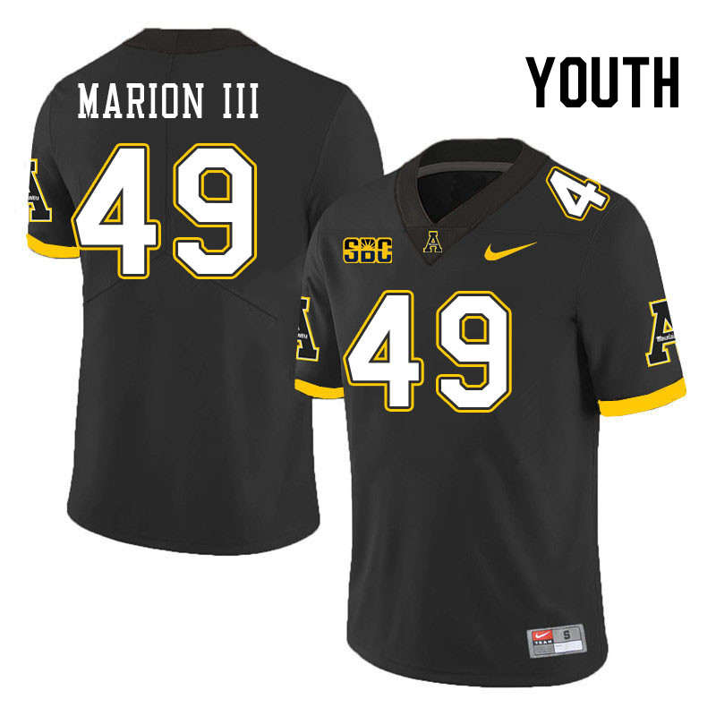 Youth #49 Randy Marion III Appalachian State Mountaineers College Football Jerseys Stitched Sale-Bla - Click Image to Close